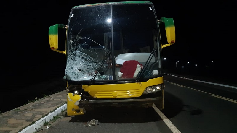 Motocicleta colidiu de frente com o ônibus - Foto: Divulgação/PRF-PI Motocicleta colidiu de frente com o ônibus - Foto: Divulgação/PRF-PI